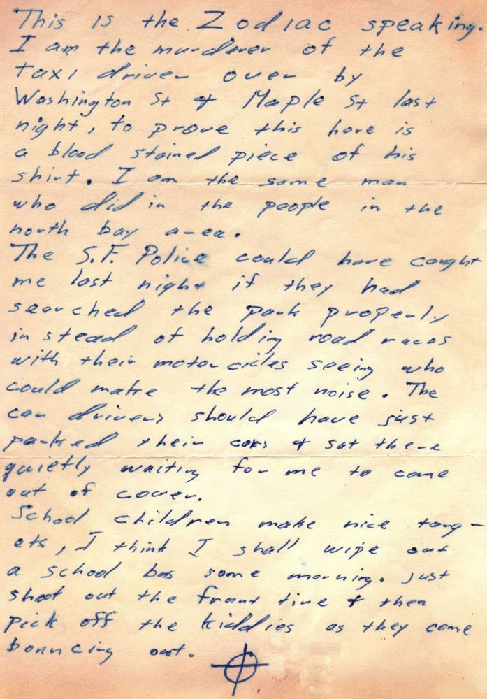 October 13, 1969 Zodiac letter